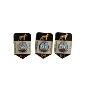Lot 3x Vintage 1985 California Police Olympics Oxnard enamel pin K-9 Canine Dog
